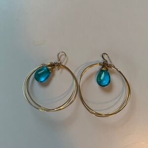 Gold and blue earrings